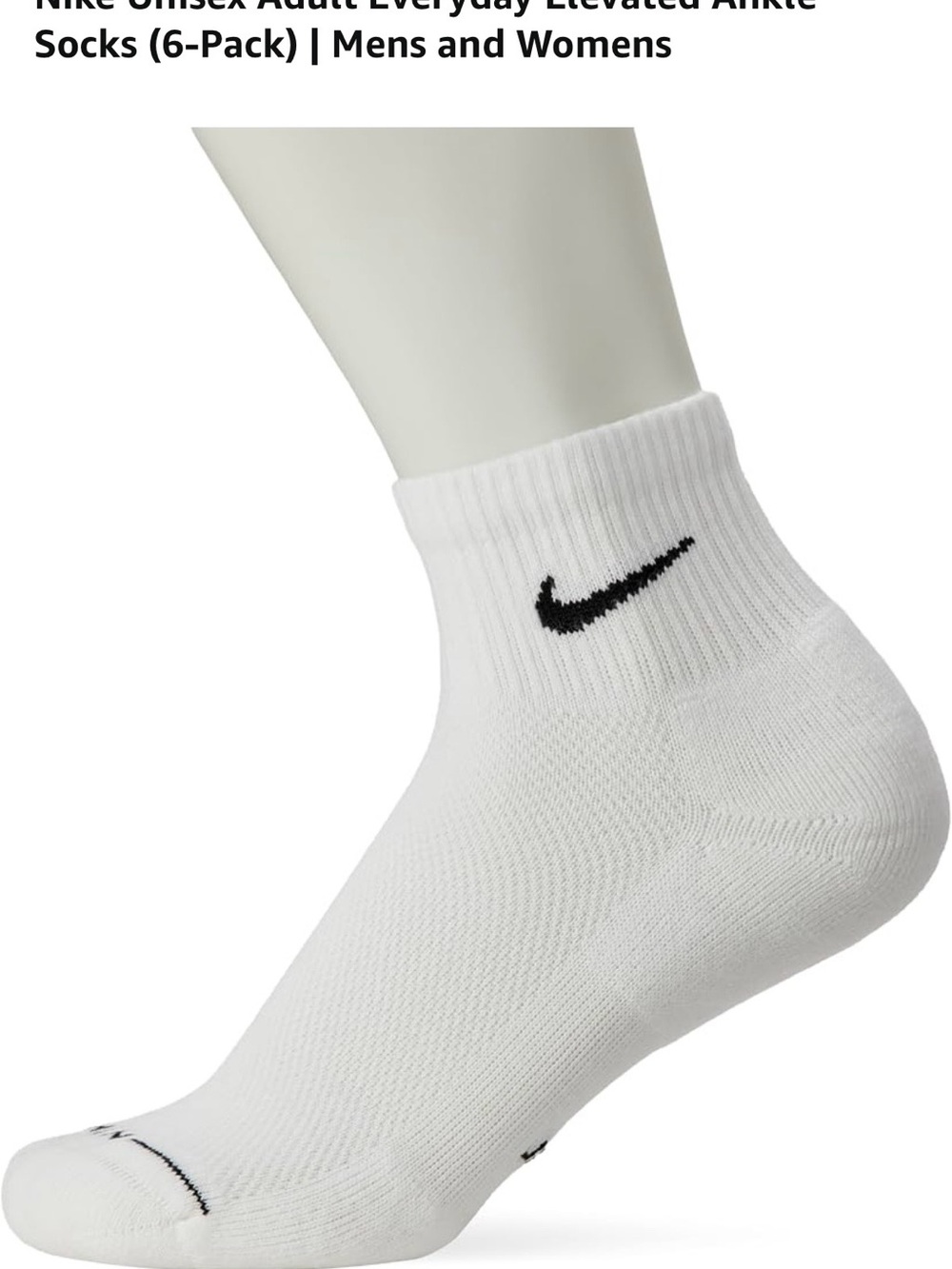 Nike White Ankle Socks with Black Swoosh Logo (6 Pack)